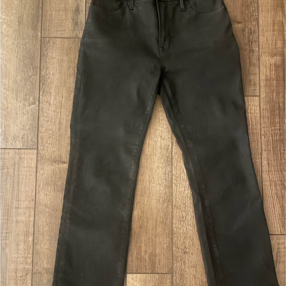 Good American Black Straight-Leg Jeans coated
